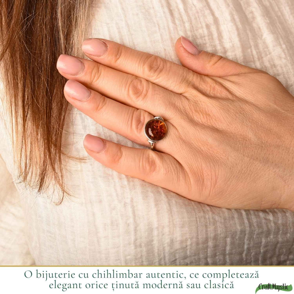 Inel Argint 925 cu Chihlimbar Coniac si Arborele Vietii – Echilibrusi Energie Calda [2]