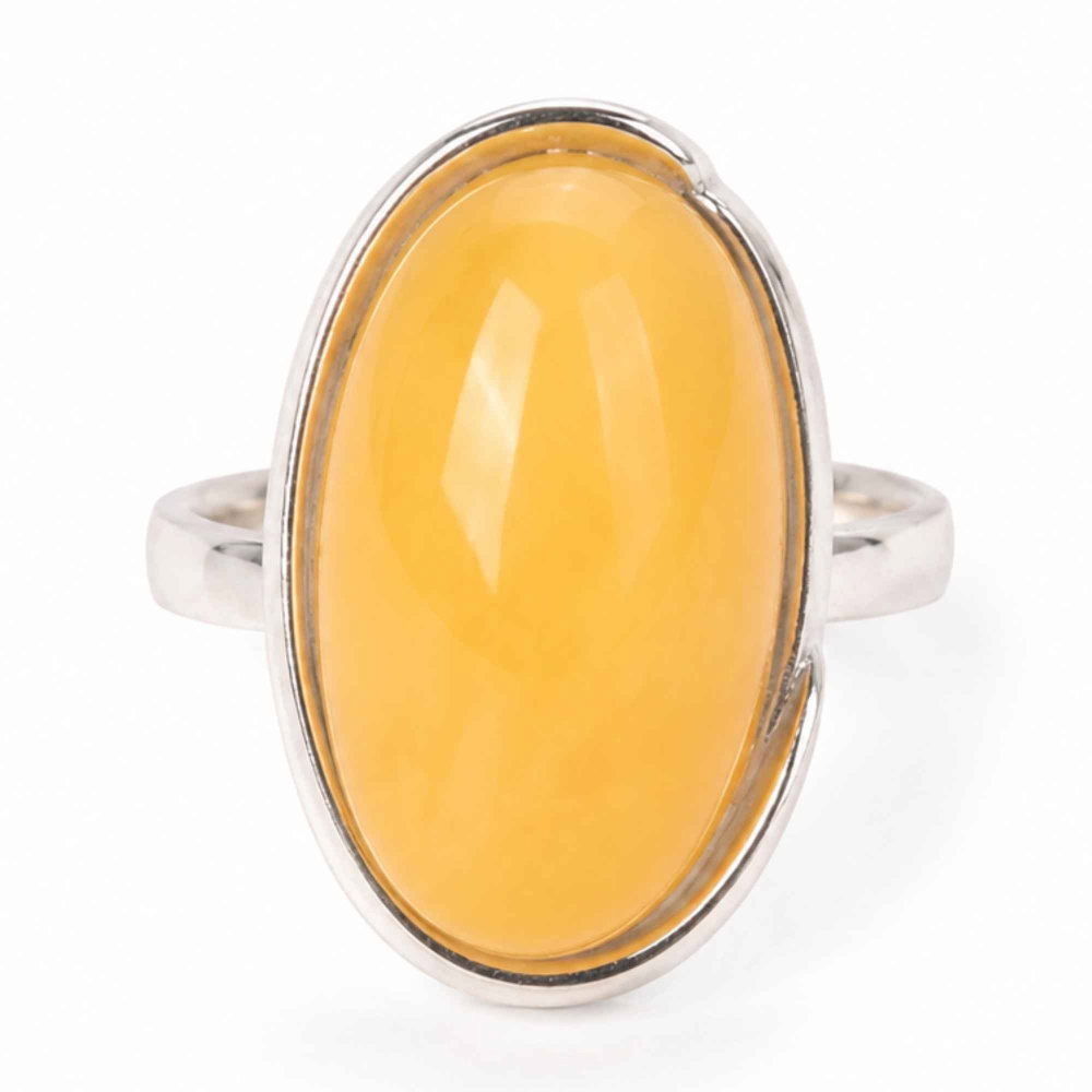 Inel Argint 925 cu Chihlimbar Galben Oval – Eleganta Calda si Energie Pozitiva [1]