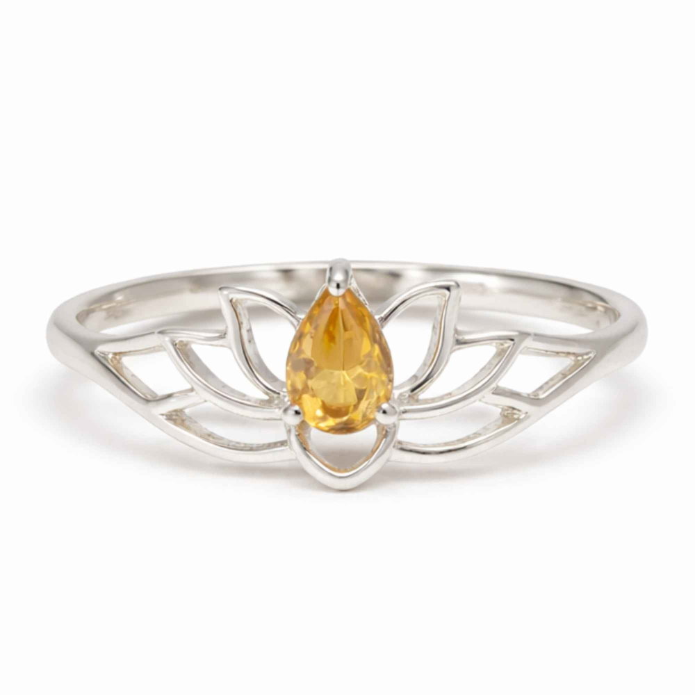 Inel argint 925 cu Citrin floare de lotus – prosperitate si energie pozitiva [1]