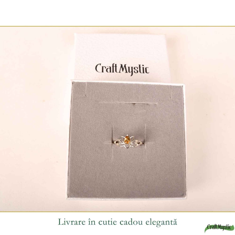Inel argint 925 cu Citrin floare de lotus – prosperitate si energie pozitiva [6]