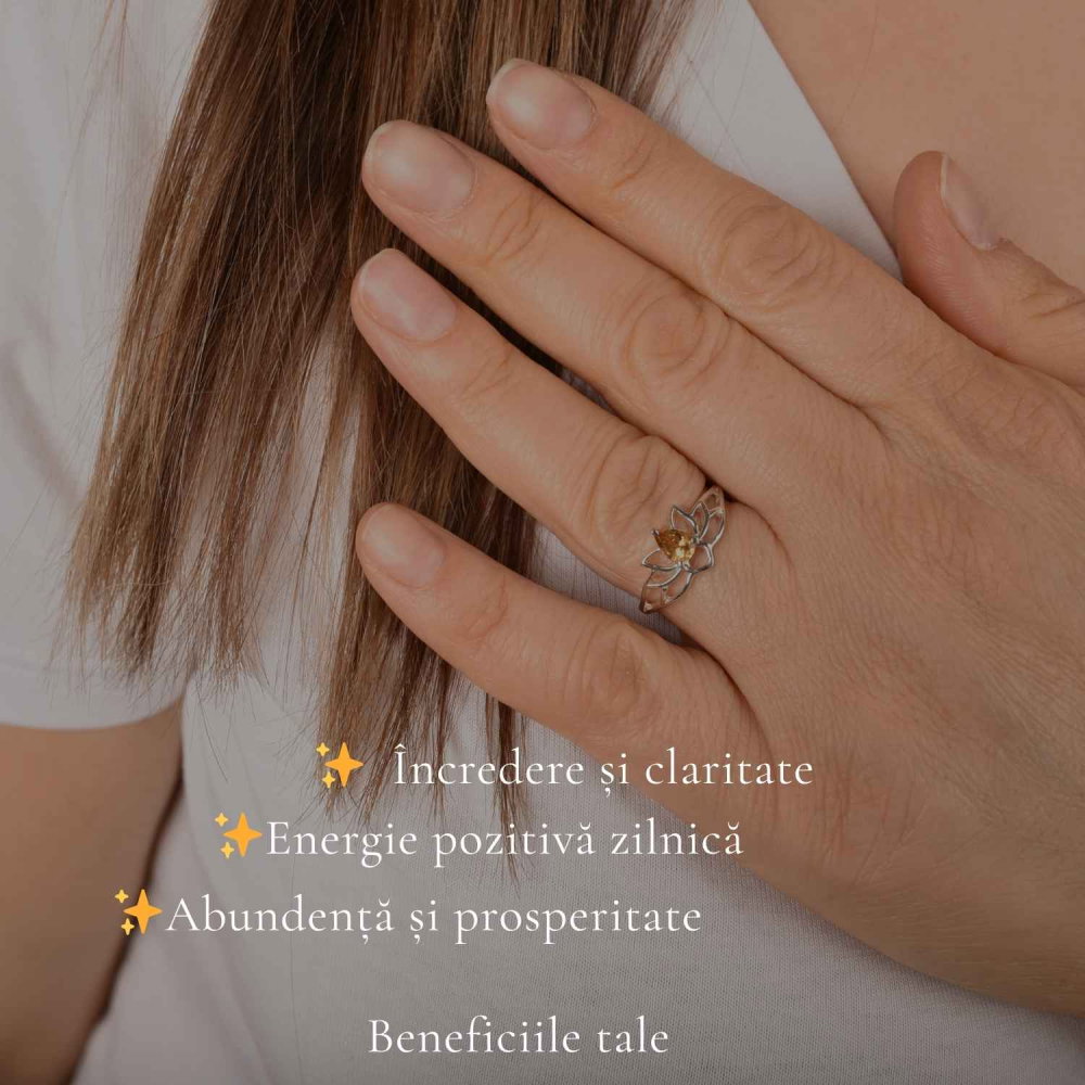 Inel argint 925 cu Citrin floare de lotus – prosperitate si energie pozitiva [3]
