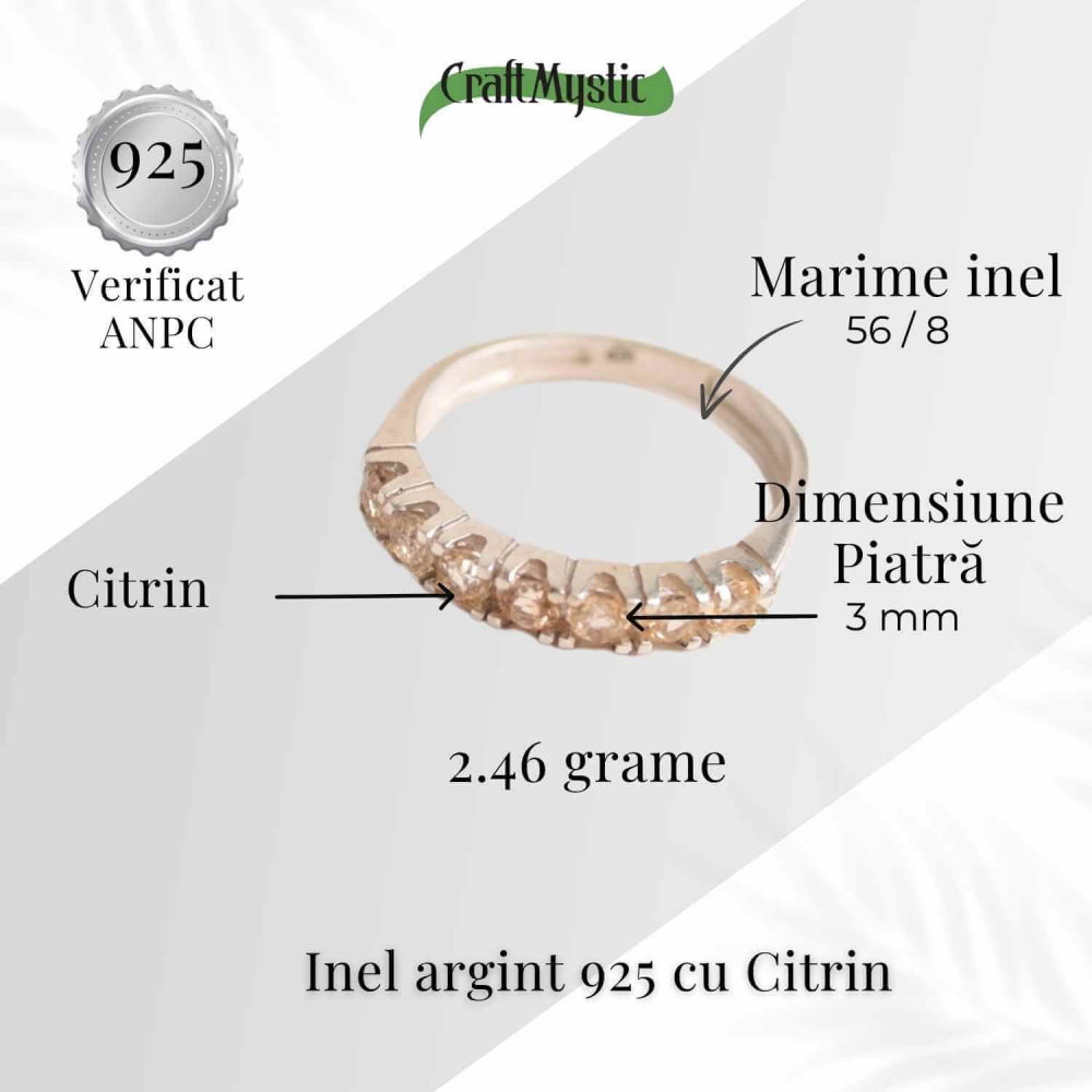 Inel Argint 925 cu Citrin – Energie Solara si Abundenta Zilnica [4]