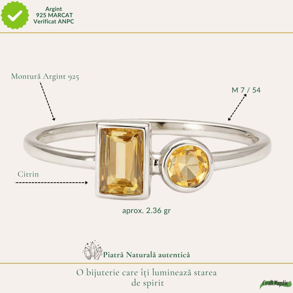 Inel argint 925 cu Citrin fatetat – energie pozitiva si prosperitate [4]