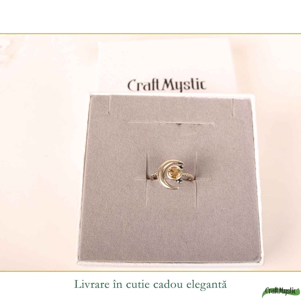 Inel argint 925 cu Citrin semiluna si soare – energie si echilibru interior [6]