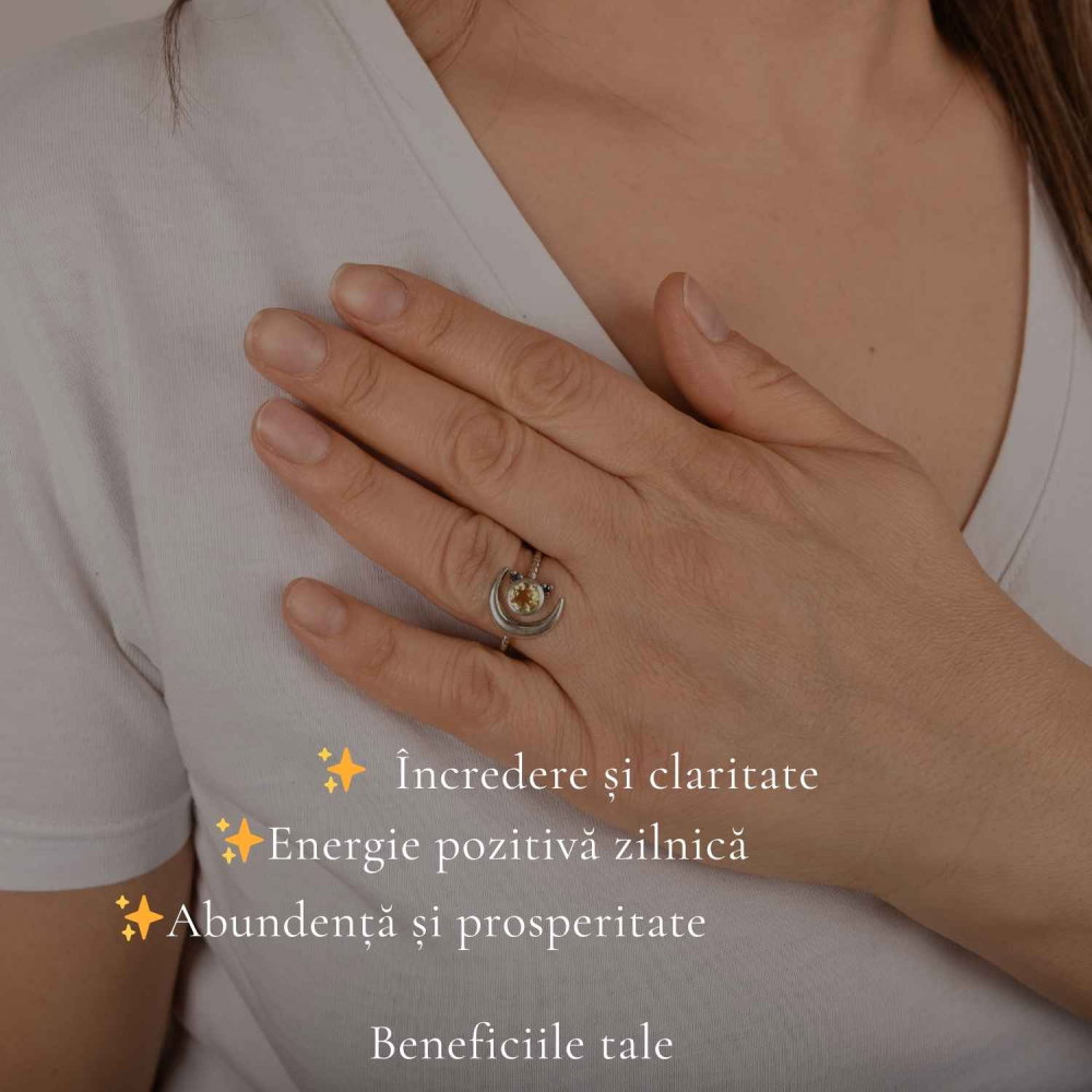 Inel argint 925 cu Citrin semiluna si soare – energie si echilibru interior [3]