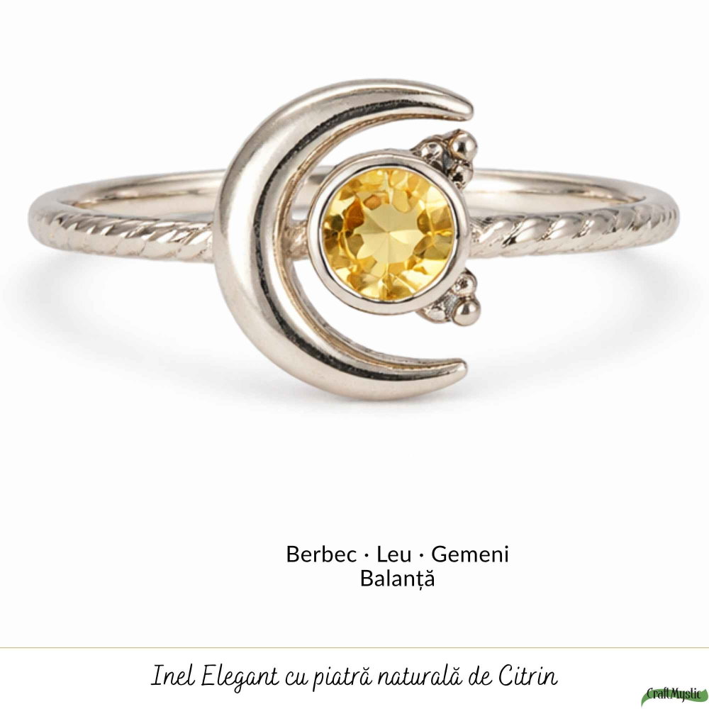 Inel argint 925 cu Citrin semiluna si soare – energie si echilibru interior [5]