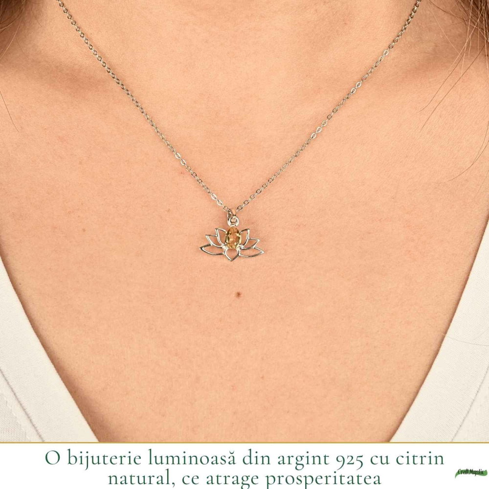 Colier citrin natural lotus argint 925 – energie, optimism si echilibru [2]