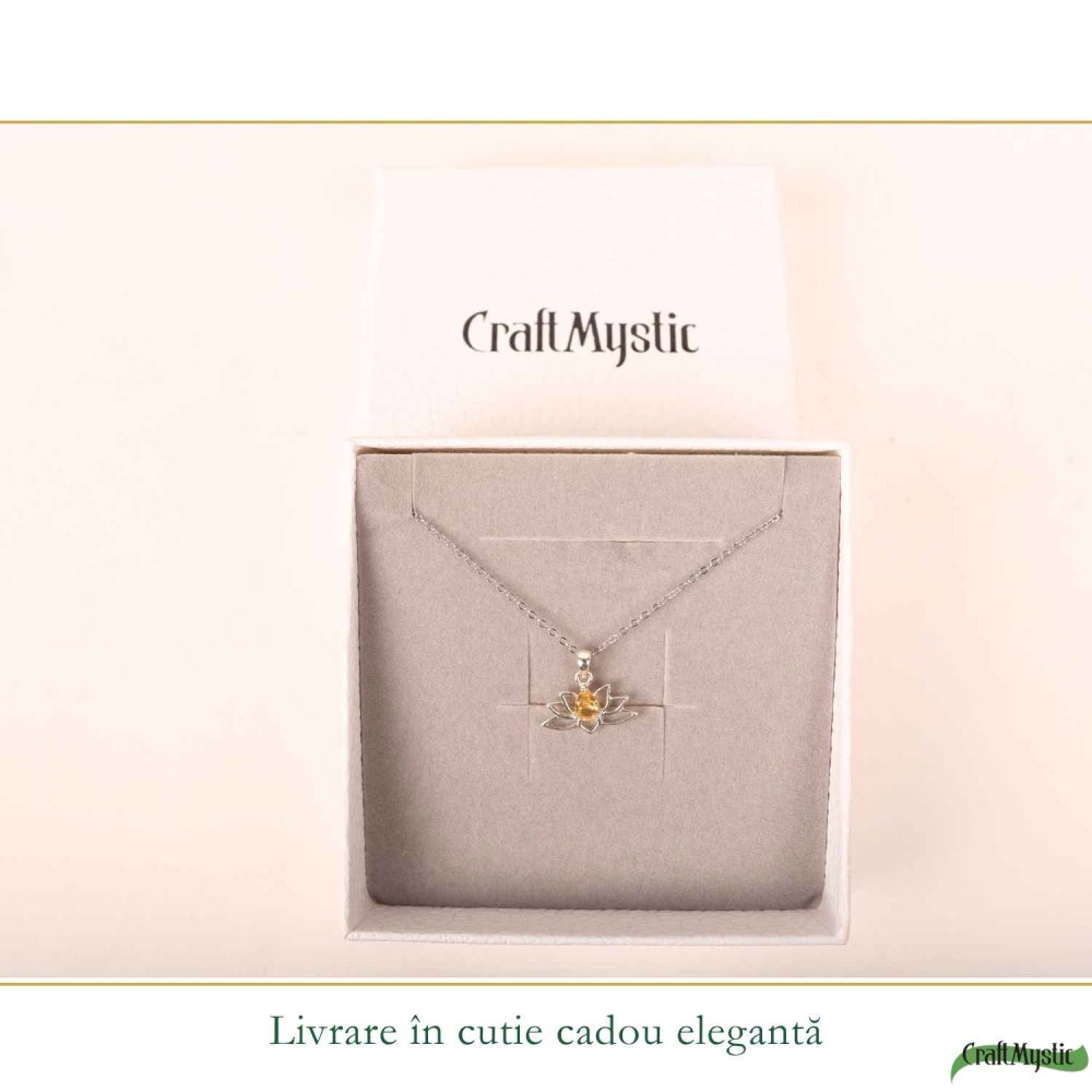 Colier citrin natural lotus argint 925 – energie, optimism si echilibru [6]