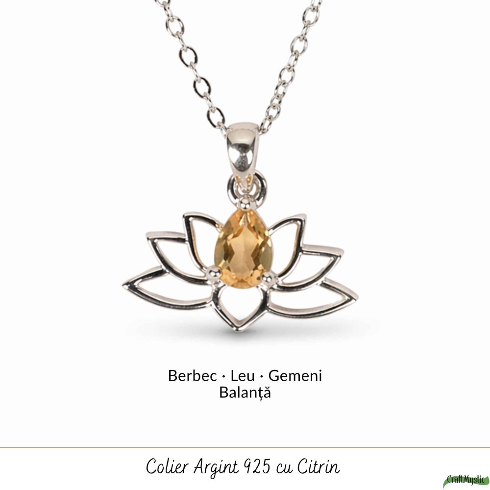 Colier citrin natural lotus argint 925 – energie, optimism si echilibru [5]
