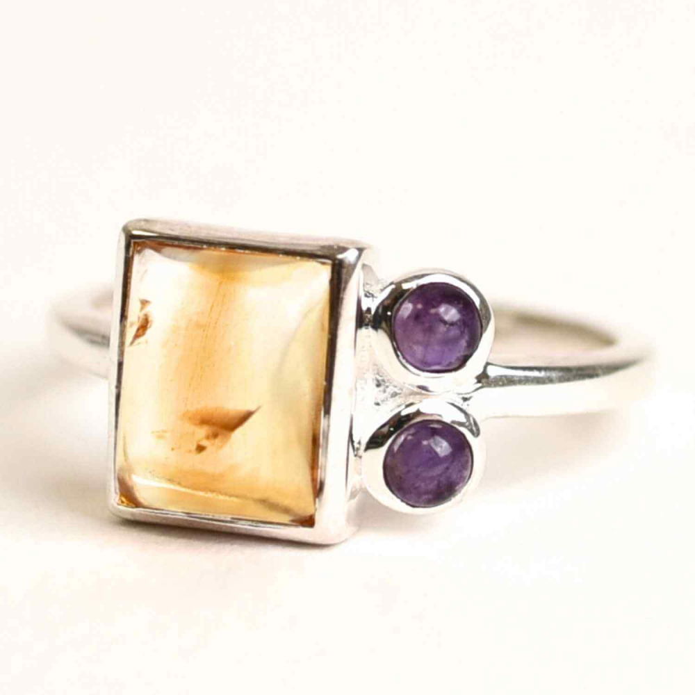 Inel argint 925 cu Citrin si Ametist – Echilibru si Claritate Interioara [1]