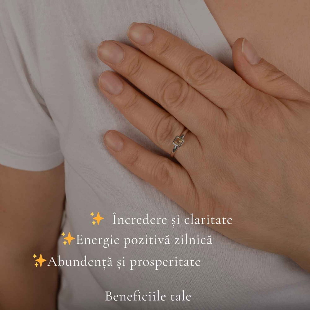 Inel argint 925 cu Citrin patrat fatetat – claritate si prosperitate zilnica [3]