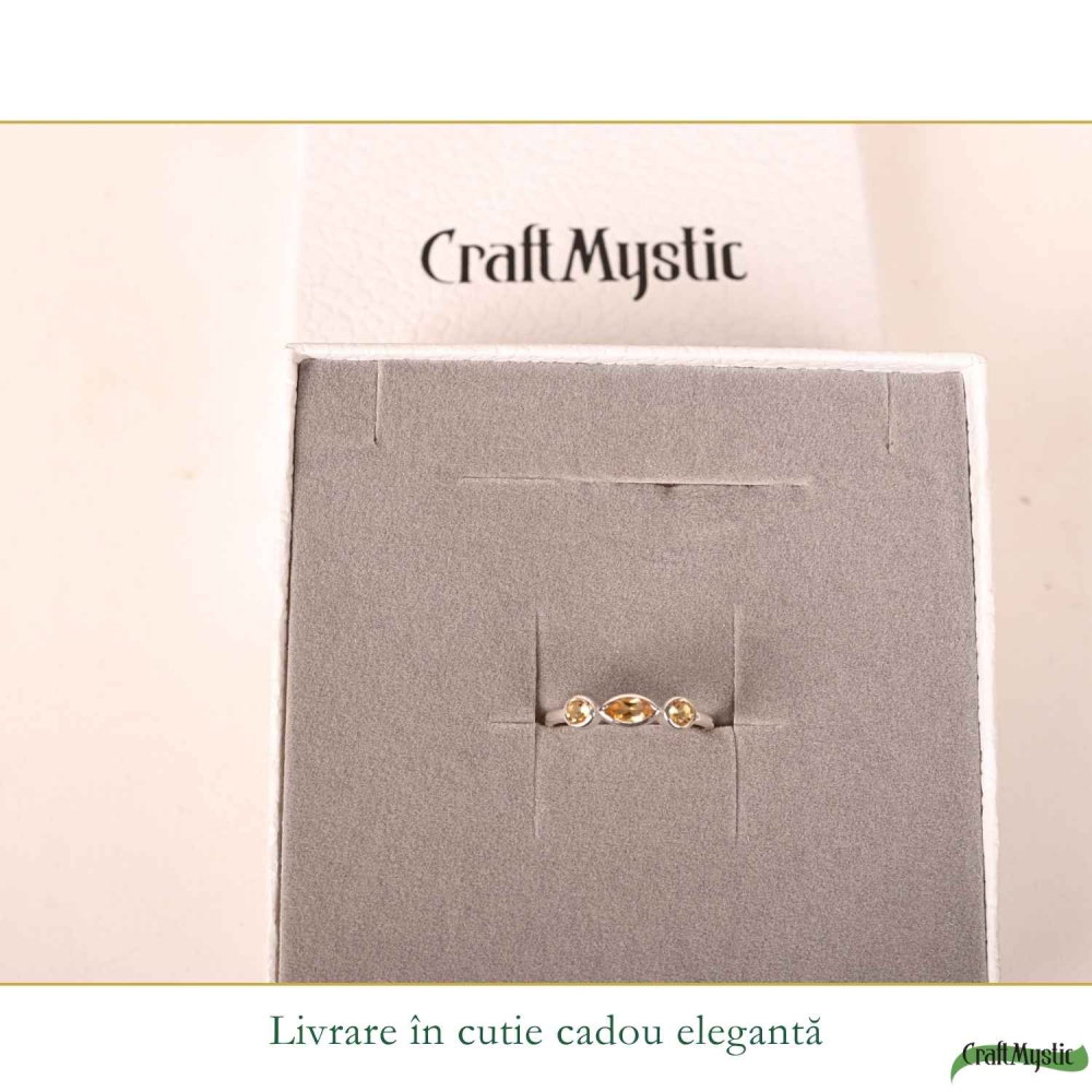 Inel argint 925 cu Citrin patrat fatetat – claritate si prosperitate zilnica [6]