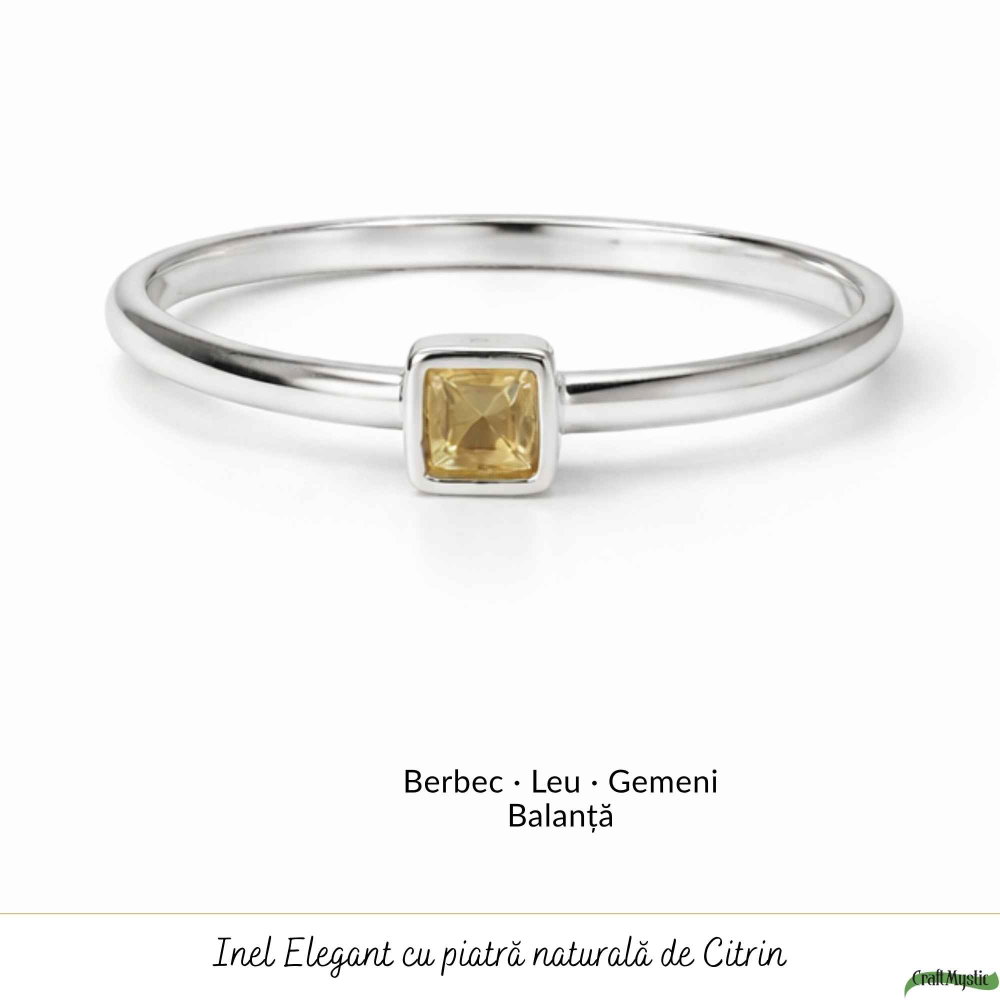 Inel argint 925 cu Citrin patrat fatetat – claritate si prosperitate zilnica [5]