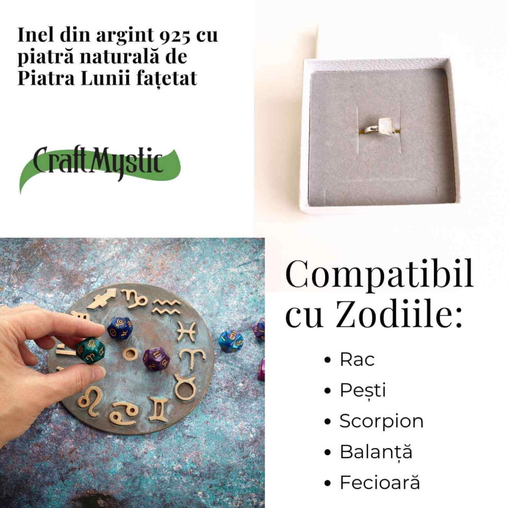 Inel Argint 925 cu Piatra Lunii Fatetata Patrata – Echilibru Emotional si Lumina Interioara [4]