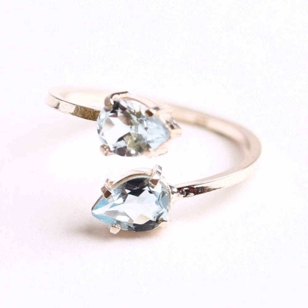 Inel Argint 925 cu dublu Topaz Albastru Fatetat - Claritate si Echilibru Emotional [1]