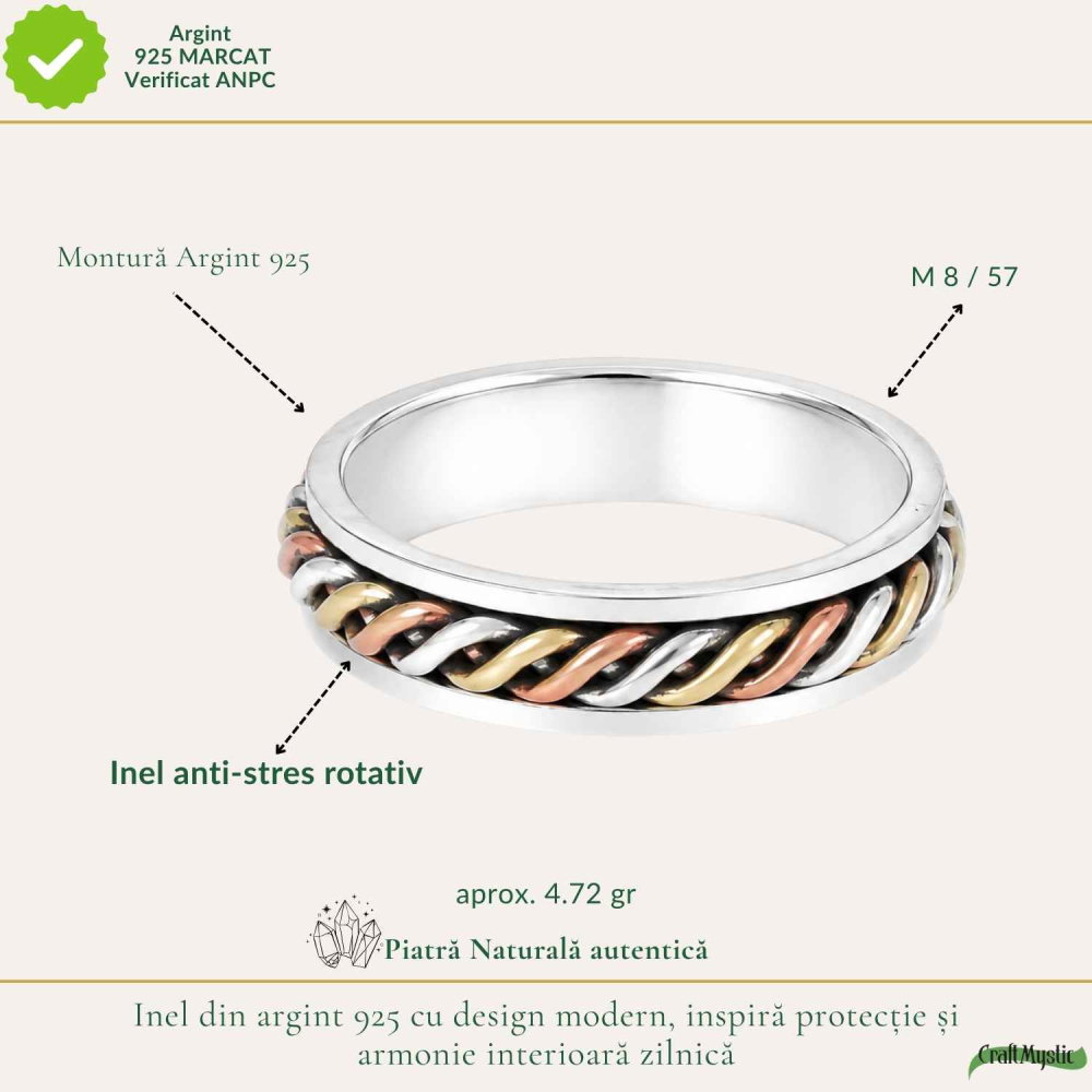 Inel Argint 925 Rotativ Anti-Stres – Echilibru si Calm Interior Zilnic [4]