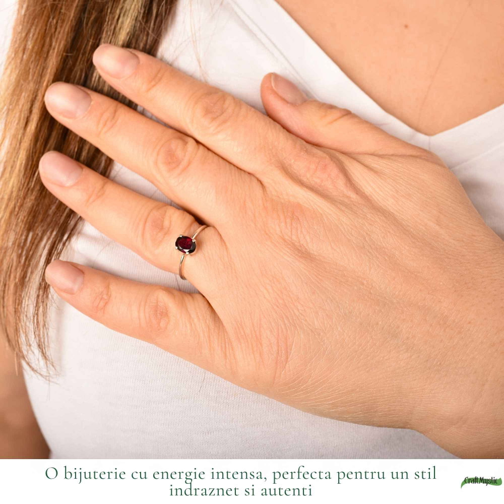 Inel Argint 925 cu Granat Oval – Energie, Incredere si Eleganta [2]
