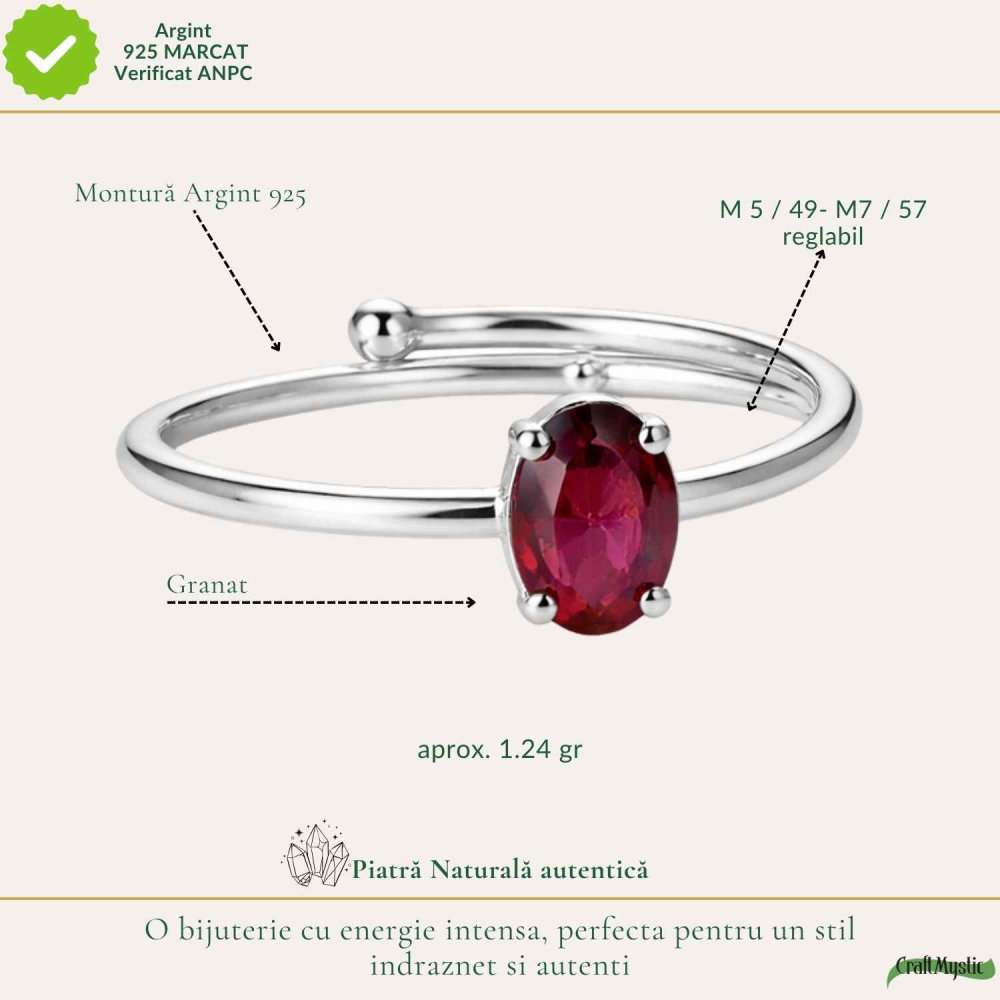 Inel Argint 925 cu Granat Oval – Energie, Incredere si Eleganta [4]