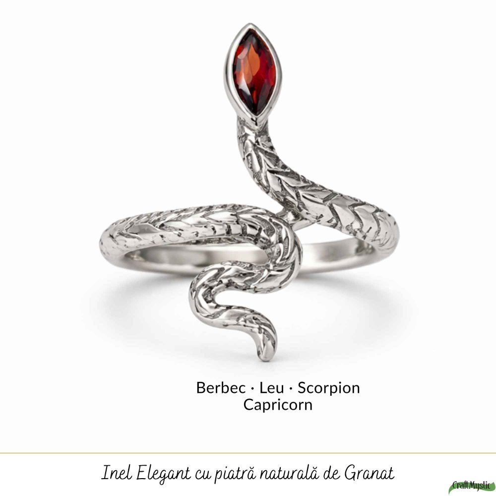 Inel Argint 925 cu Granat Sarpe – Protectie, Transformare si Putere [5]