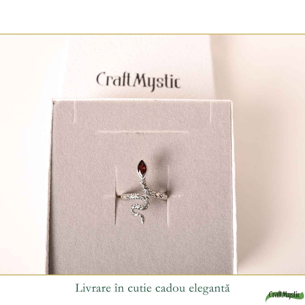 Inel Argint 925 cu Granat Sarpe – Protectie, Transformare si Putere [6]