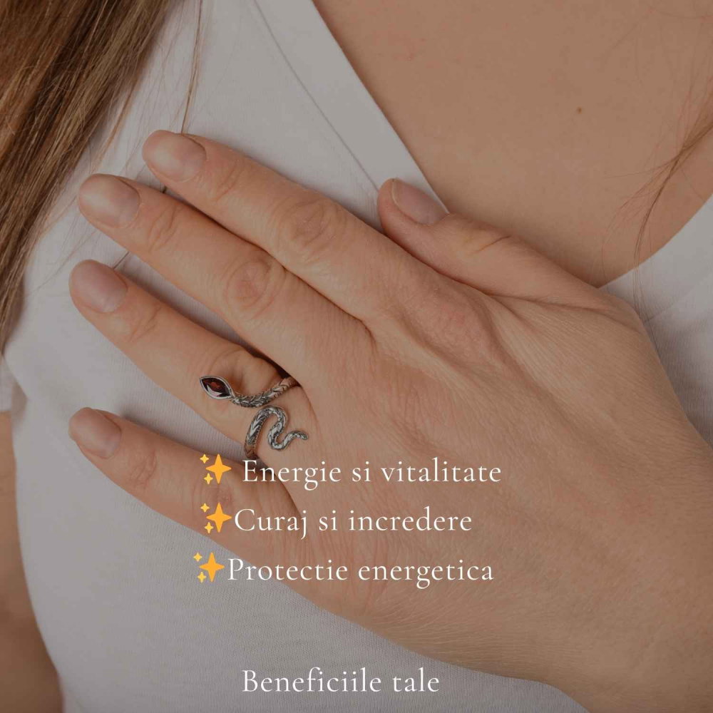 Inel Argint 925 cu Granat Sarpe – Protectie, Transformare si Putere [3]