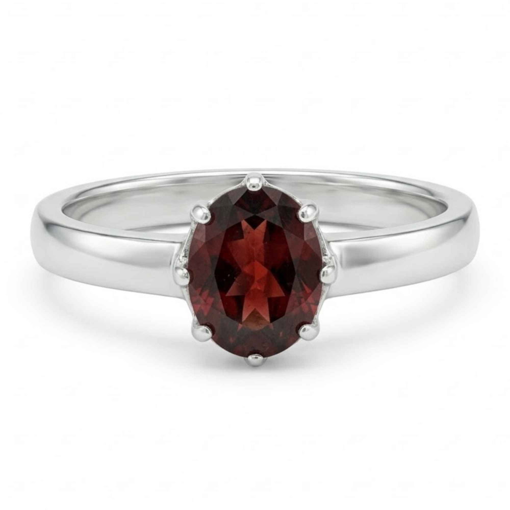 Inel Argint 925 cu Granat fatetat Oval – Incredere, Energie si Eleganta [1]