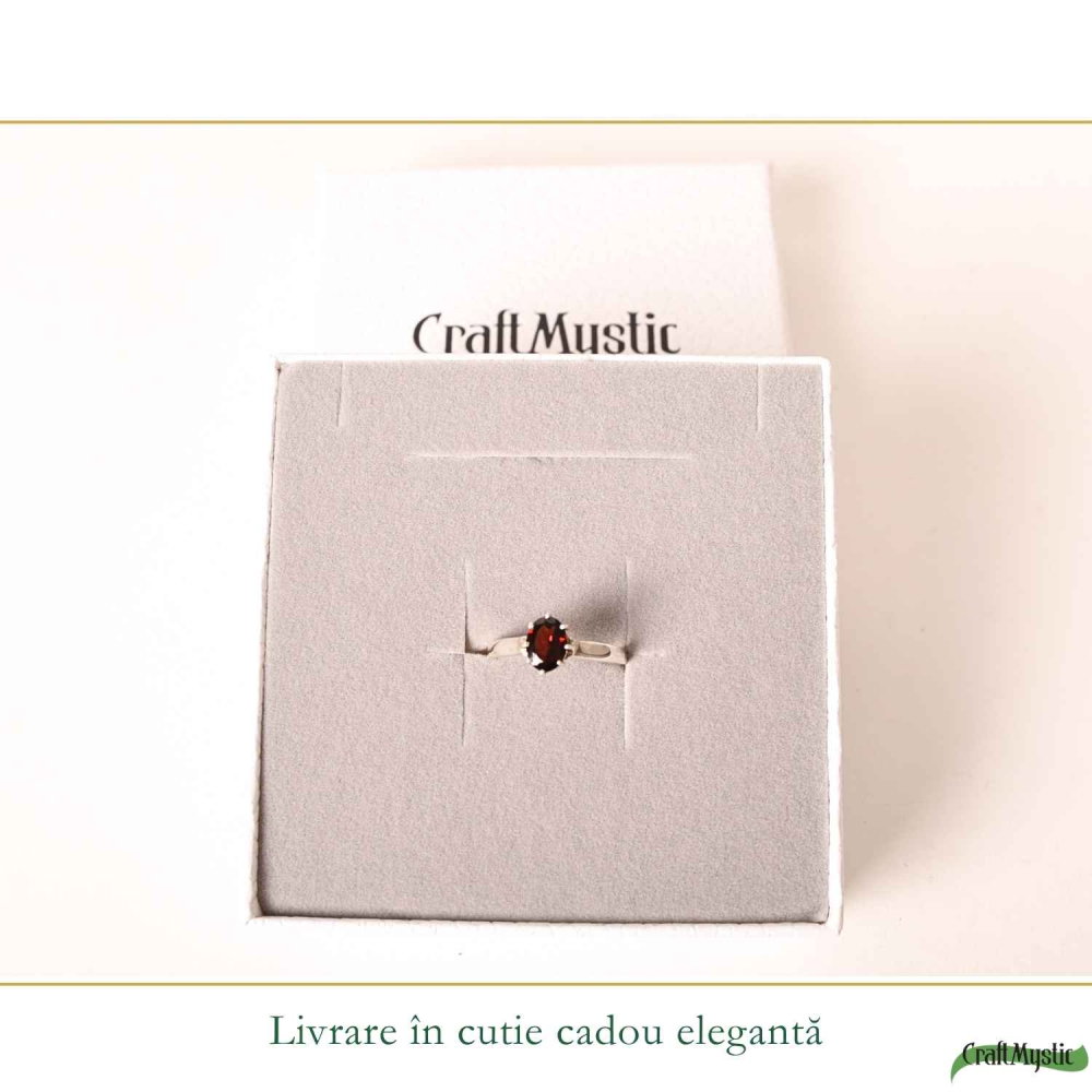 Inel Argint 925 cu Granat fatetat Oval – Incredere, Energie si Eleganta [6]