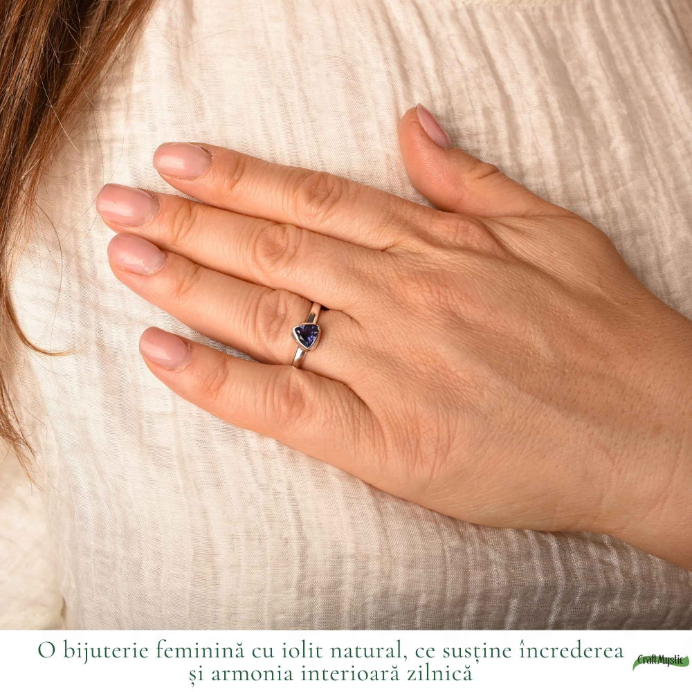 Inel Argint 925 cu Iolit Fatetat Triunghi – Intuitie si Energie Echilibrata [3]