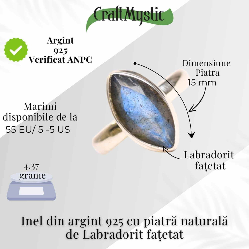 Inel Argint 925 cu Labradorit fatetat forma delica– Intuitie si Protectie [5]