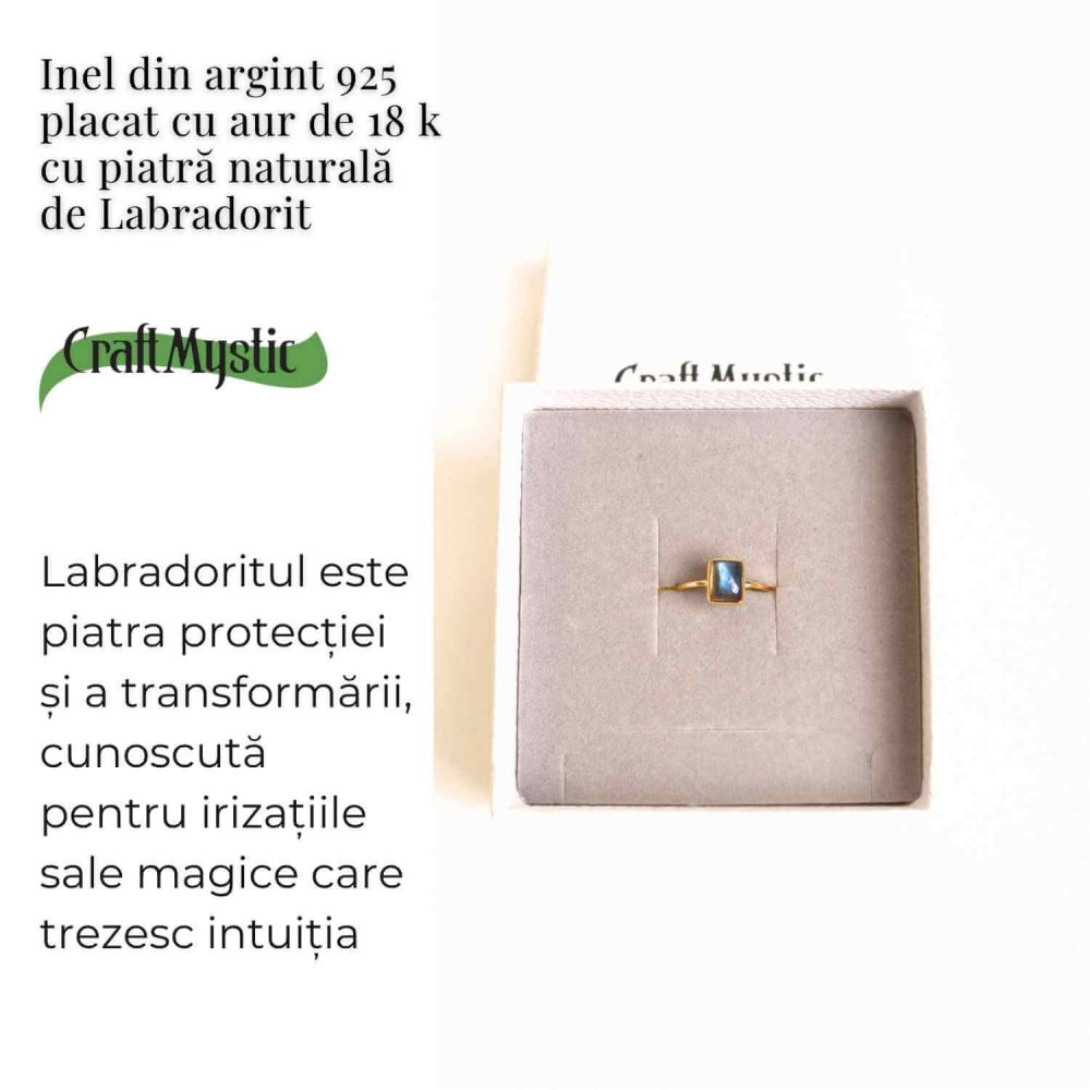Inel Argint 925 placat cu aur 18K cu Labradorit – Claritate si Protectie Energetica [3]