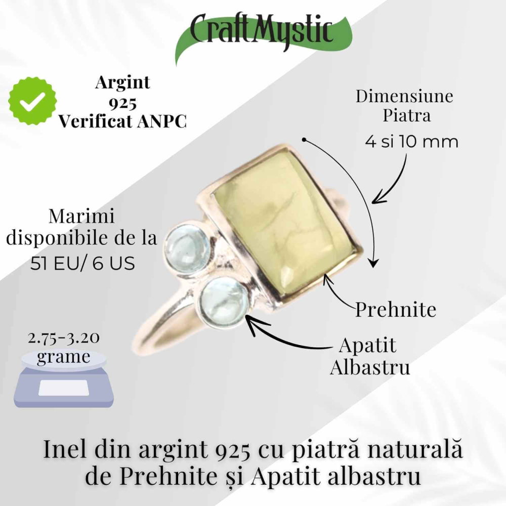 Inel Argint 925 cu Prehnite si Apatit Albastru – Claritate si Armonie Interioara [5]