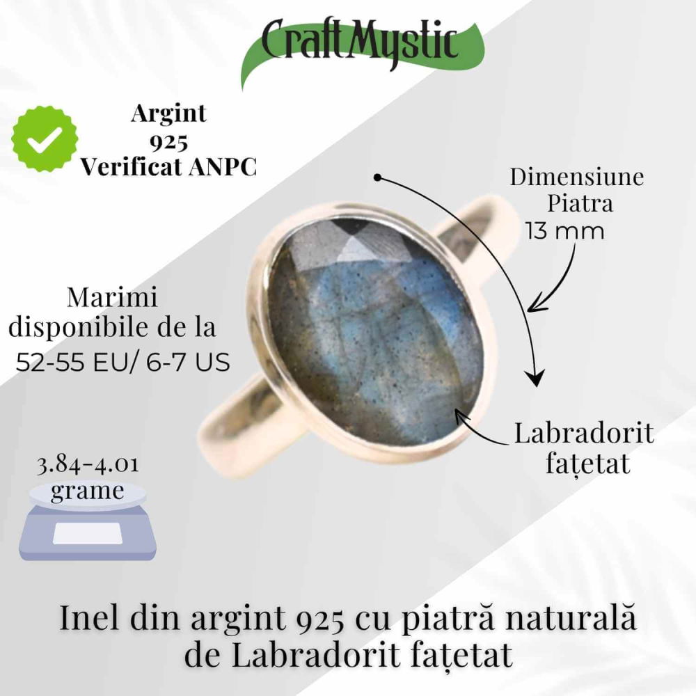 Inel argint 925 cu Labradorit fatetat oval – Lumina intuitiei interioare [5]