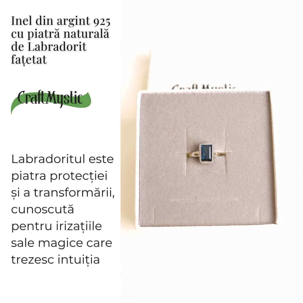 Inel Argint 925 cu Labradorit fatetat  forma Dreptunghi – Claritate si Protectie [3]