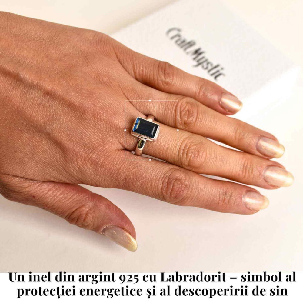 Inel Argint 925 cu Labradorit fatetat  forma Dreptunghi – Claritate si Protectie [2]