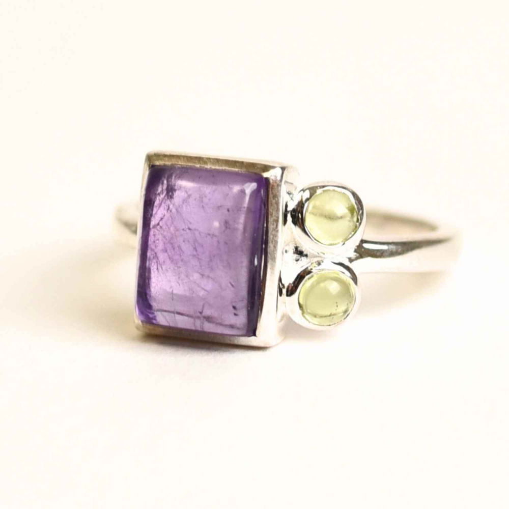 Inel argint 925 cu Ametist si Peridot – Echilibru si Vitalitate [7]