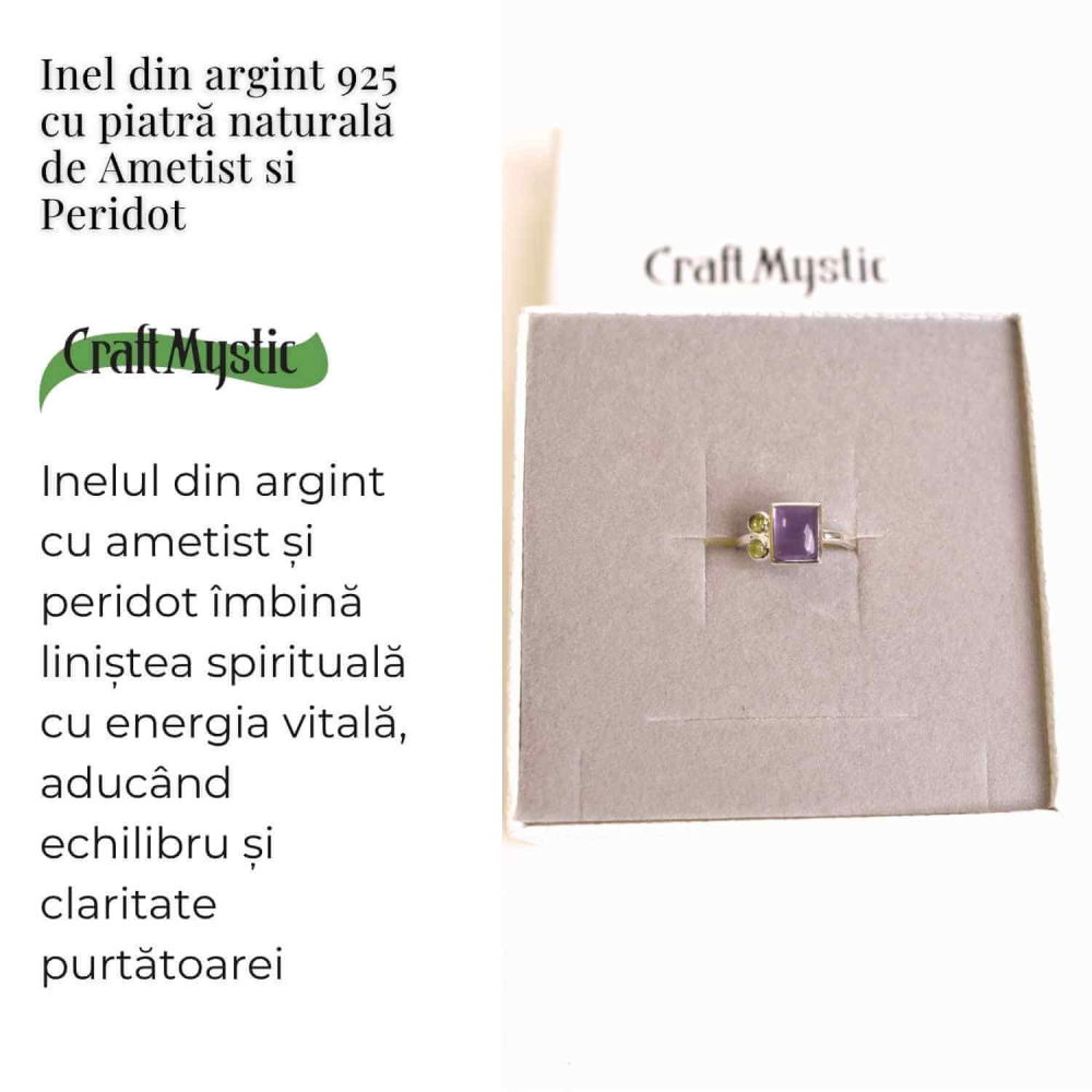 Inel argint 925 cu Ametist si Peridot – Echilibru si Vitalitate [3]