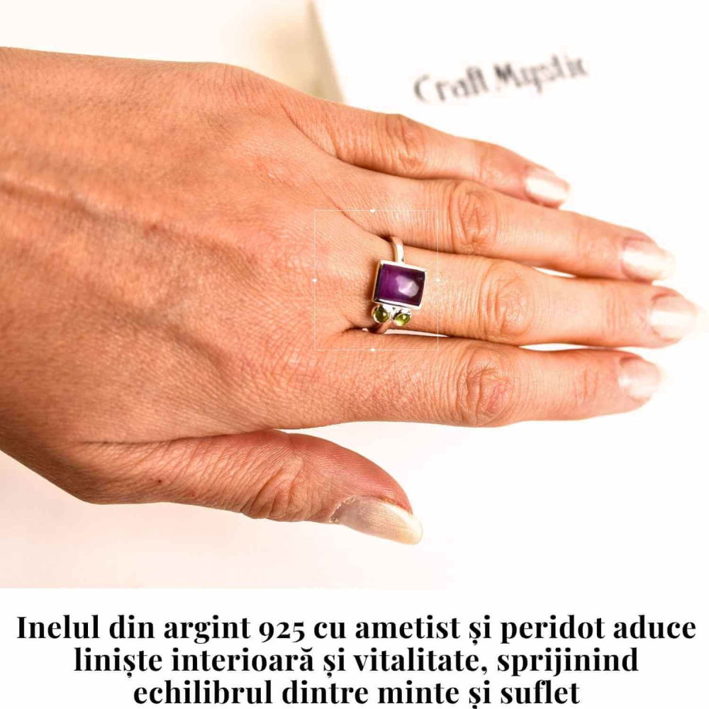 Inel argint 925 cu Ametist si Peridot – Echilibru si Vitalitate [2]