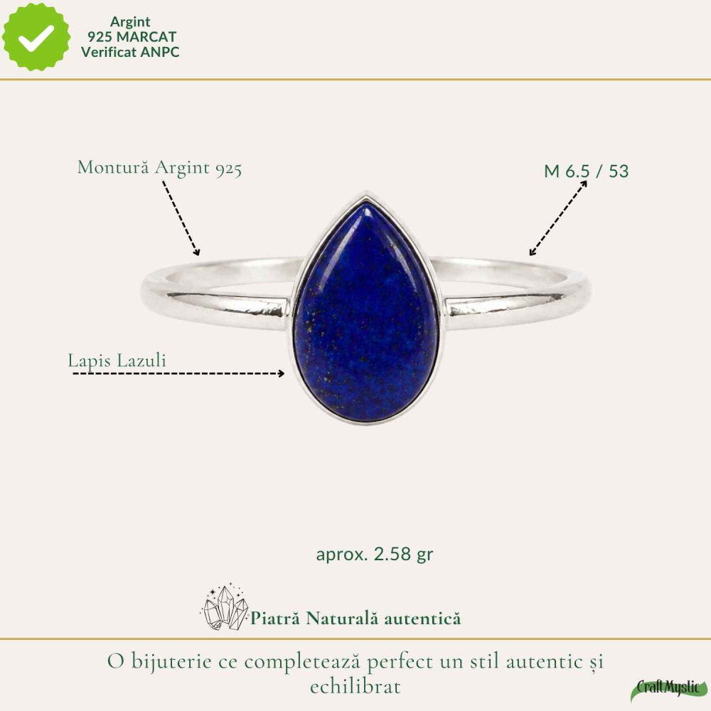 Inel argint 925 cu Lapis Lazuli lacrima – claritate si echilibru interior [4]