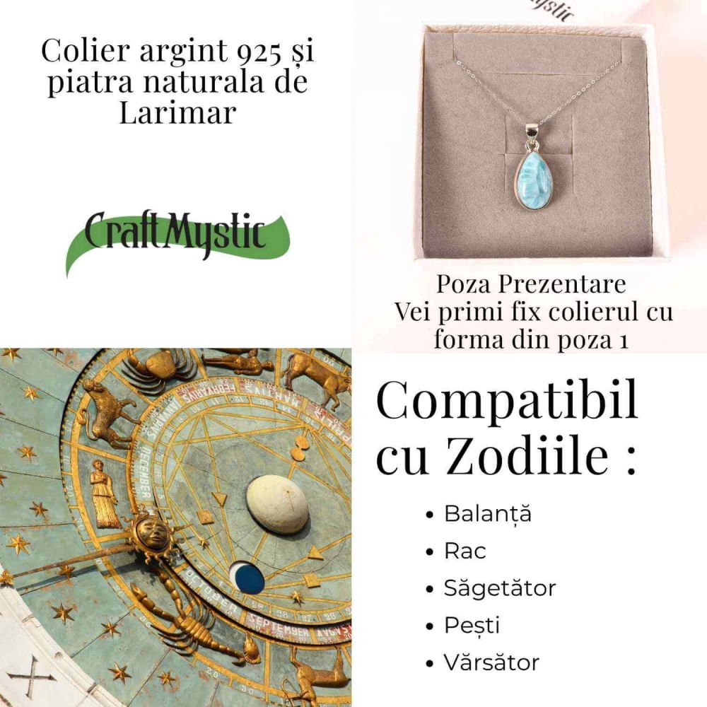 Colier Argint 925 cu Larimar Rotund – Armonie si Calm Oceanic [5]