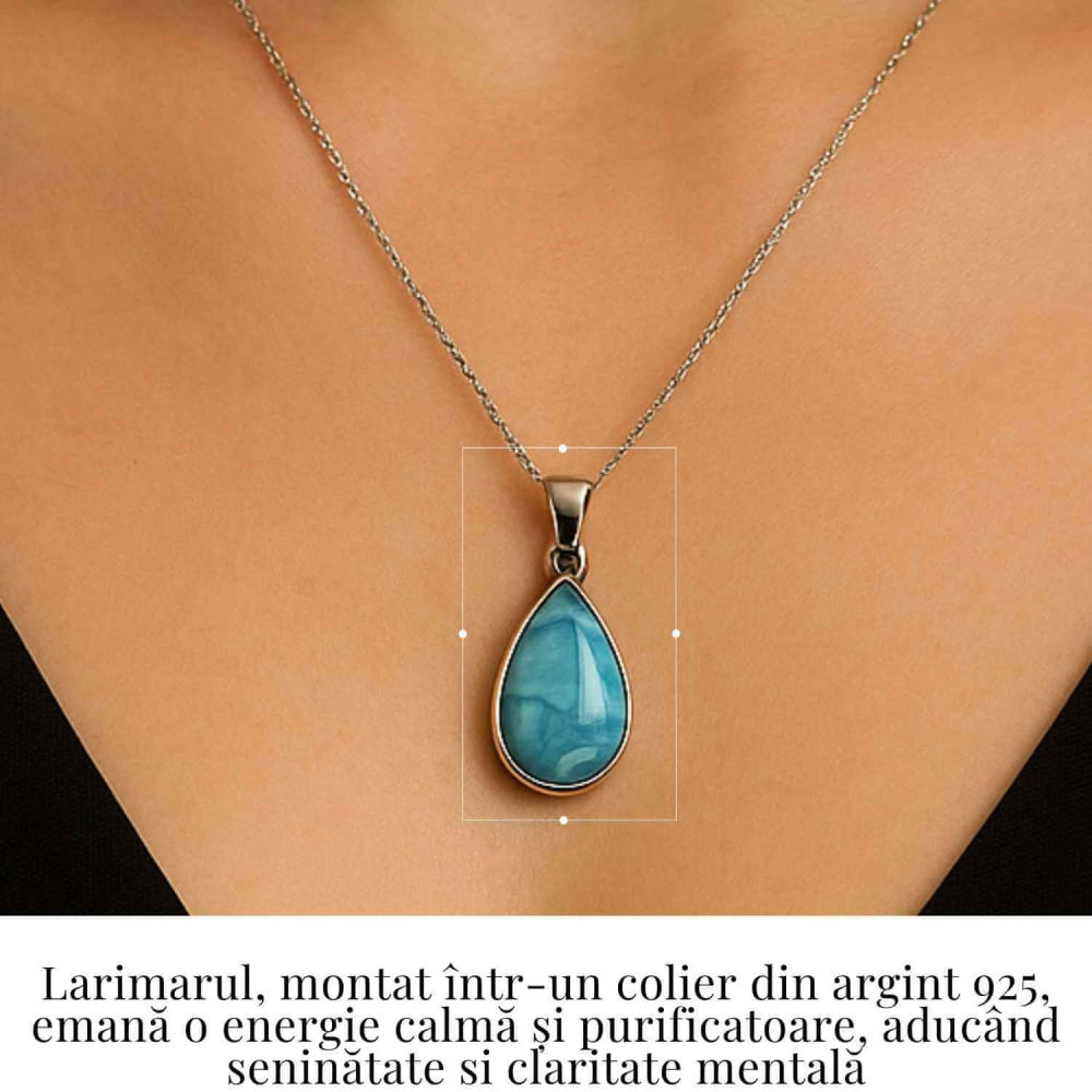 Colier Argint 925 cu Larimar in Forma de Lacrima – Liniste si Claritate Interioara [2]