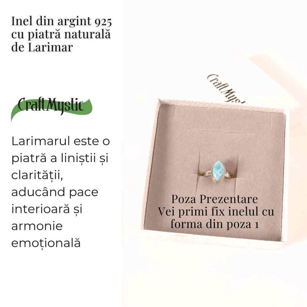 Inel Argint 925 cu Larimar forma delica Marime 49 (EU) / 5 (US) – Claritate si Protectie Interioara [3]