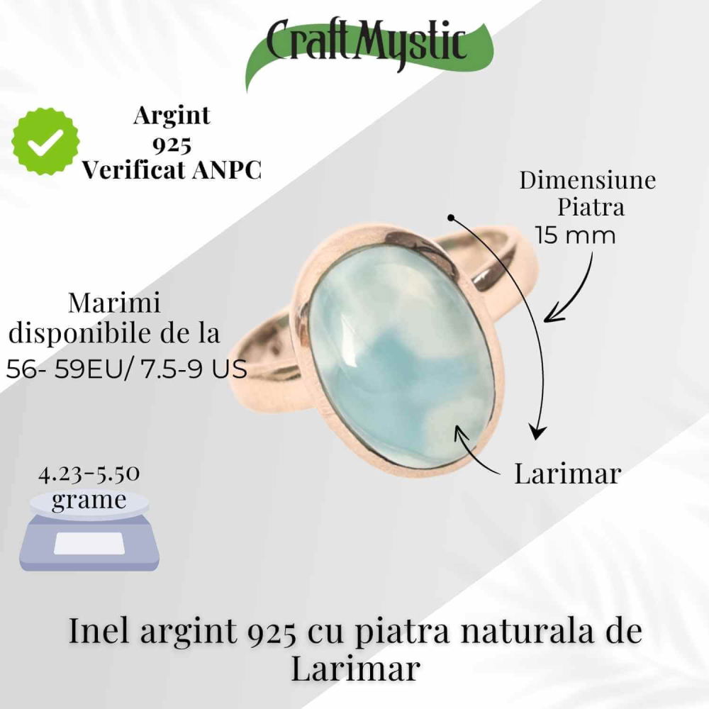 Inel Argint 925 cu Larimar Oval – Echilibru si Liniste Interioara [4]