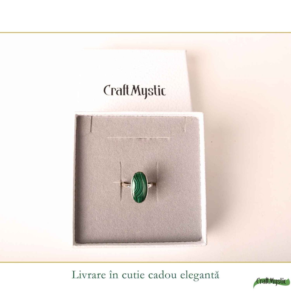 Inel Argint 925 cu Malachit Oval – Protectie si Echilibru Feminin [6]