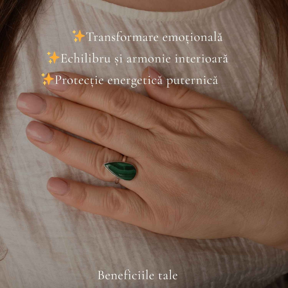 Inel Argint 925 cu Malachit Lacrima – Protectie si Feminitate Eleganta [3]