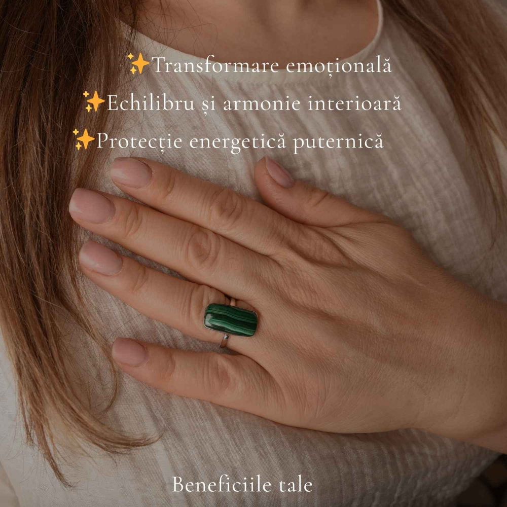 Inel Argint 925 cu Malachit Dreptunghi – Protectie si Eleganta Naturala [3]