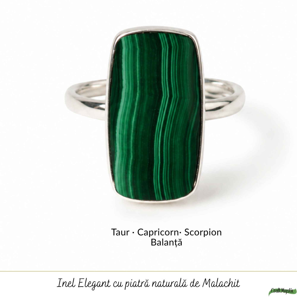Inel Argint 925 cu Malachit Dreptunghi – Protectie si Eleganta Naturala [5]