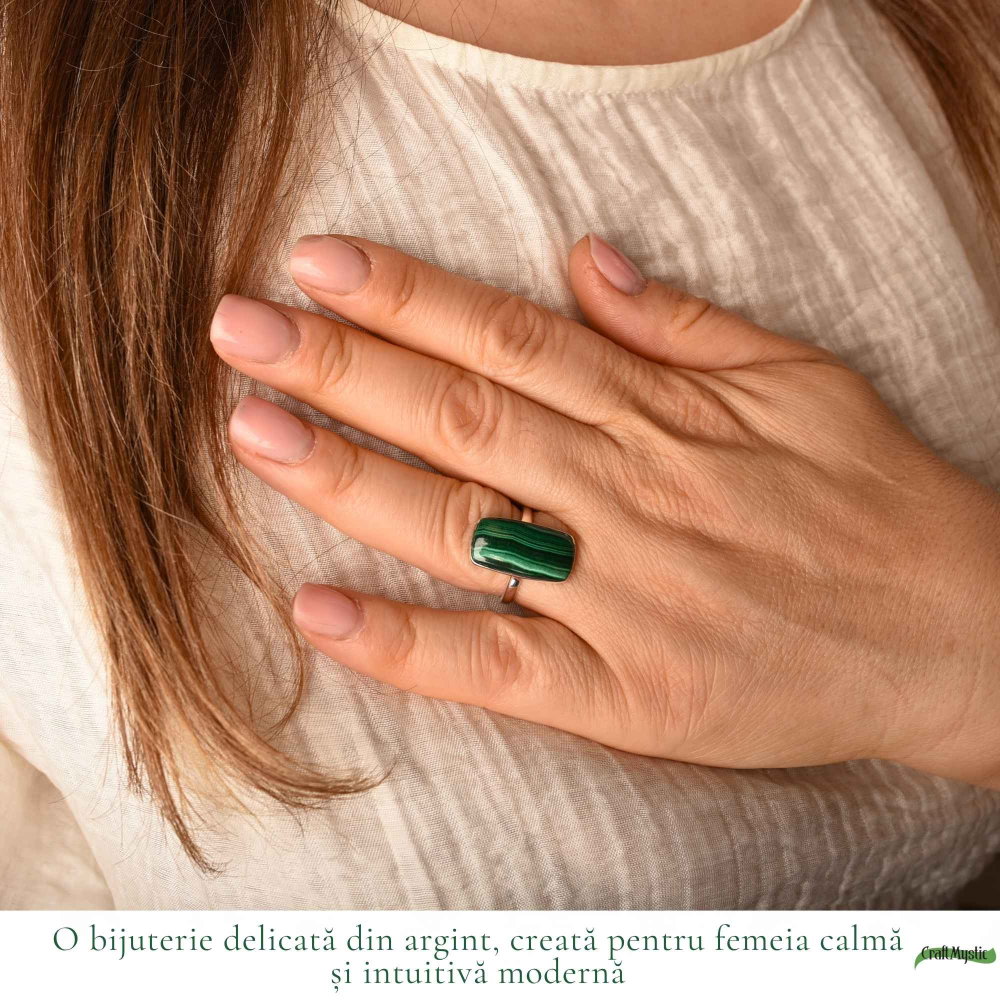Inel Argint 925 cu Malachit Dreptunghi – Protectie si Eleganta Naturala [2]