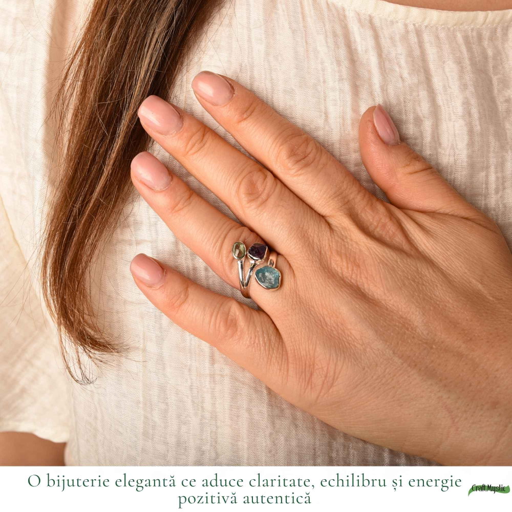 Inel Argint 925 cu Apatit, Ametist si Kianit Verde – Echilibru si Claritate [2]