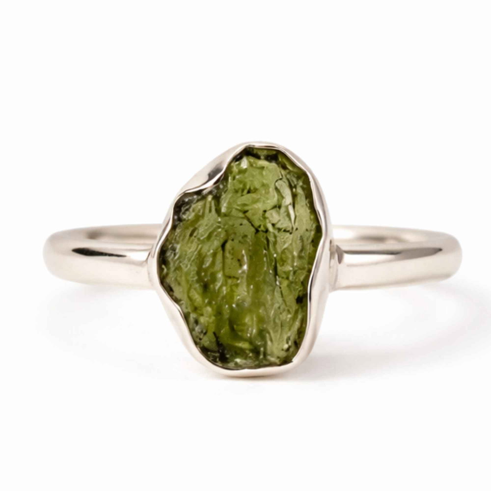 Inel Argint 925 cu Moldavit Natural Brut, M6.5/53 – Activare Chakre si Vindecare Energetica [1]