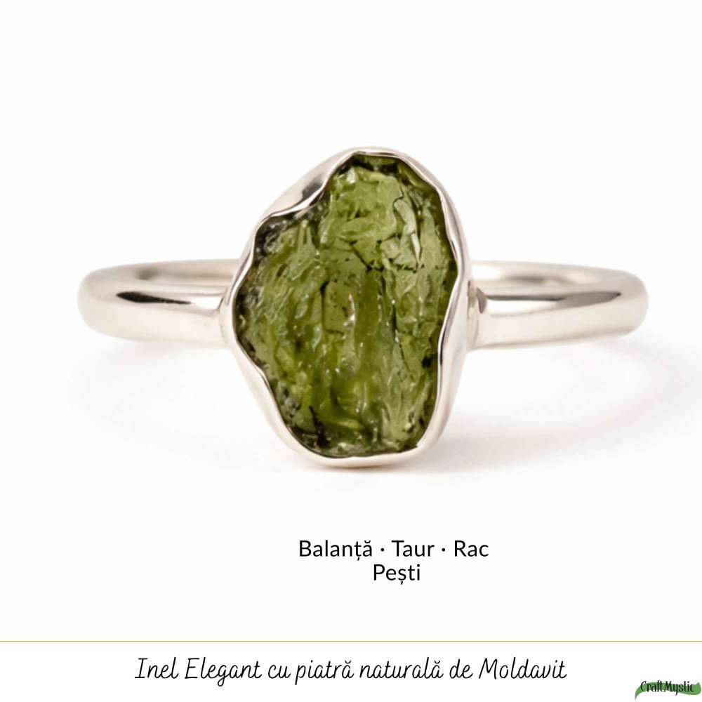 Inel Argint 925 cu Moldavit Natural Brut, M6.5/53 – Activare Chakre si Vindecare Energetica [5]